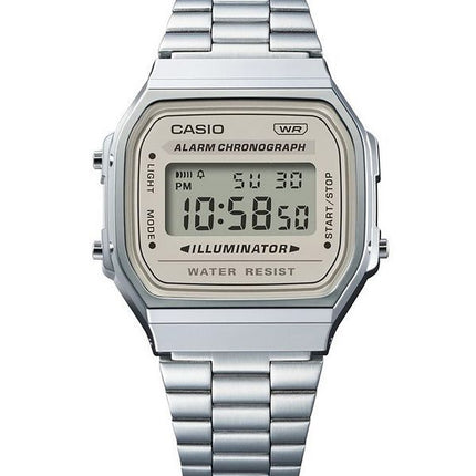 Casio Vintage Digital Edelstahlarmband Quarz A168WA-8 Unisex-Uhr