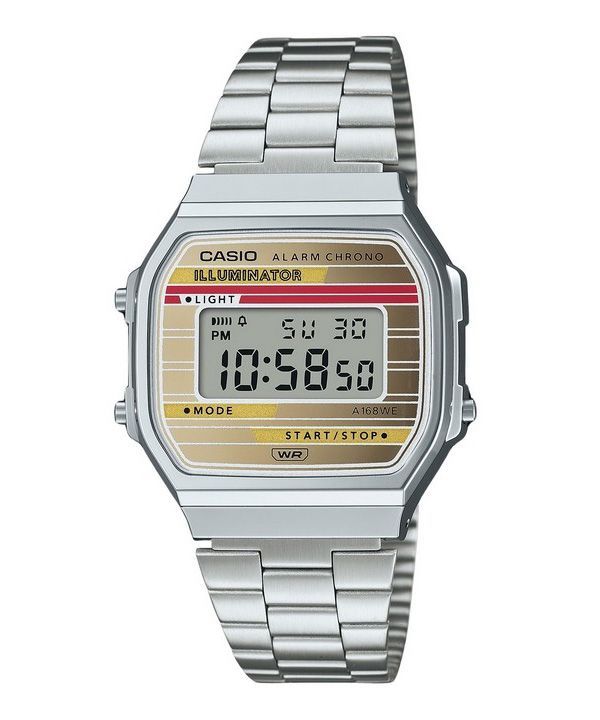 Casio Vintage Heritage Colors Edelstahl Mehrfarbiges Zifferblatt Quarz A168WEHA-9A Unisex-Uhr