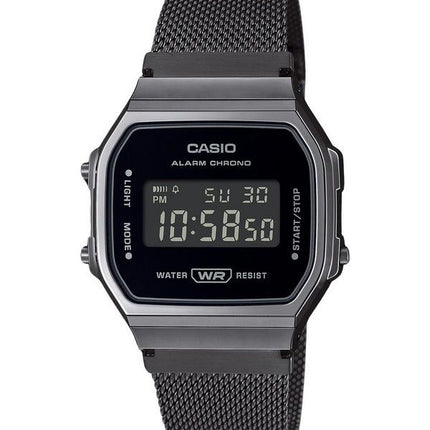 Casio Vintage Digital Edelstahl Mesh Armband Quarz A168WEMB-1B Unisex Uhr