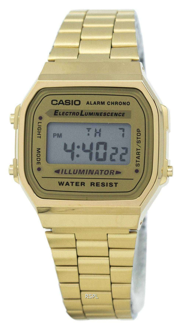 Casio Digital Alarm Chrono Edelstahl A168WG-9WDF A168WG-9W Unisex Uhr