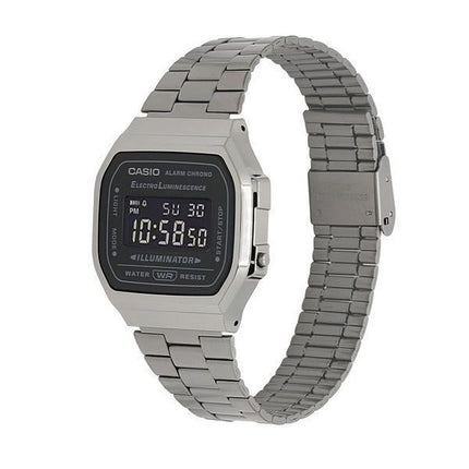 Casio Vintage Digital Edelstahlarmband schwarzes Zifferblatt Quarz A168WGG-1B Unisex Uhr