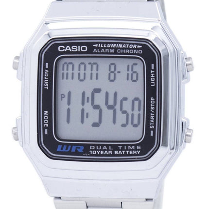 Casio Digital Edelstahl Alarm Chrono Dual Time A178WA-1ADF A178WA-1A Herrenuhr