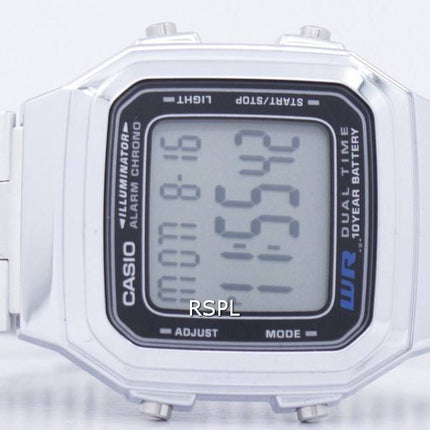 Casio Digital Edelstahl Alarm Chrono Dual Time A178WA-1ADF A178WA-1A Herrenuhr