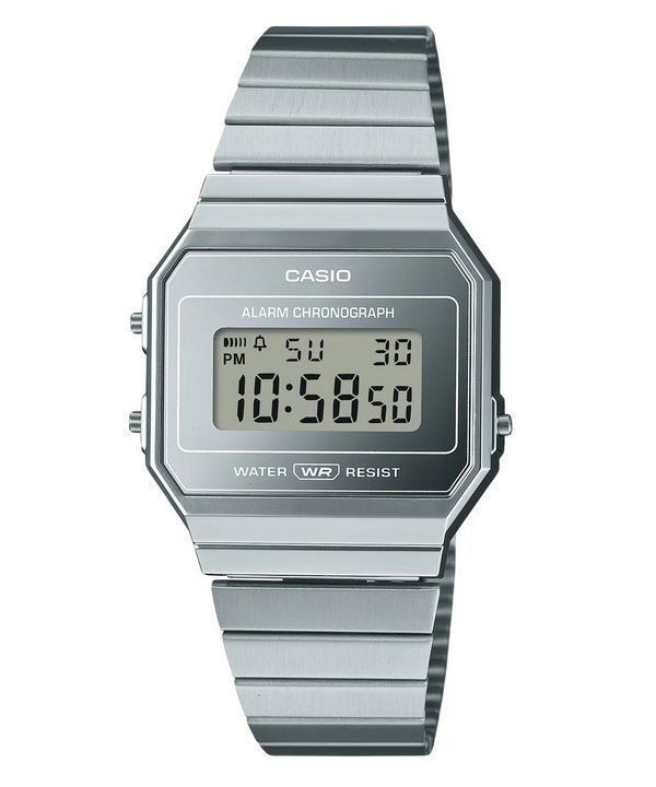 Casio Vintage Digital Edelstahl Silber Zifferblatt Quarz A700WEV-7A Unisex Uhr