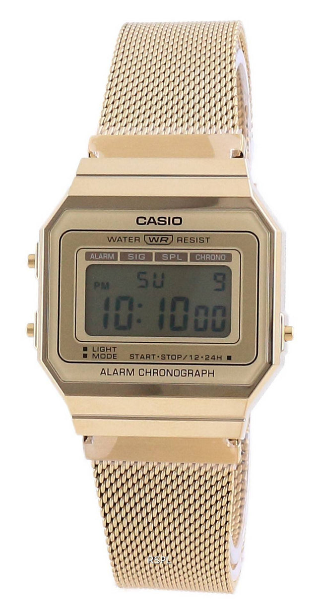 Casio Youth Vintage Gold Tone Edelstahl Digital A700WMG-9A Unisex Uhr