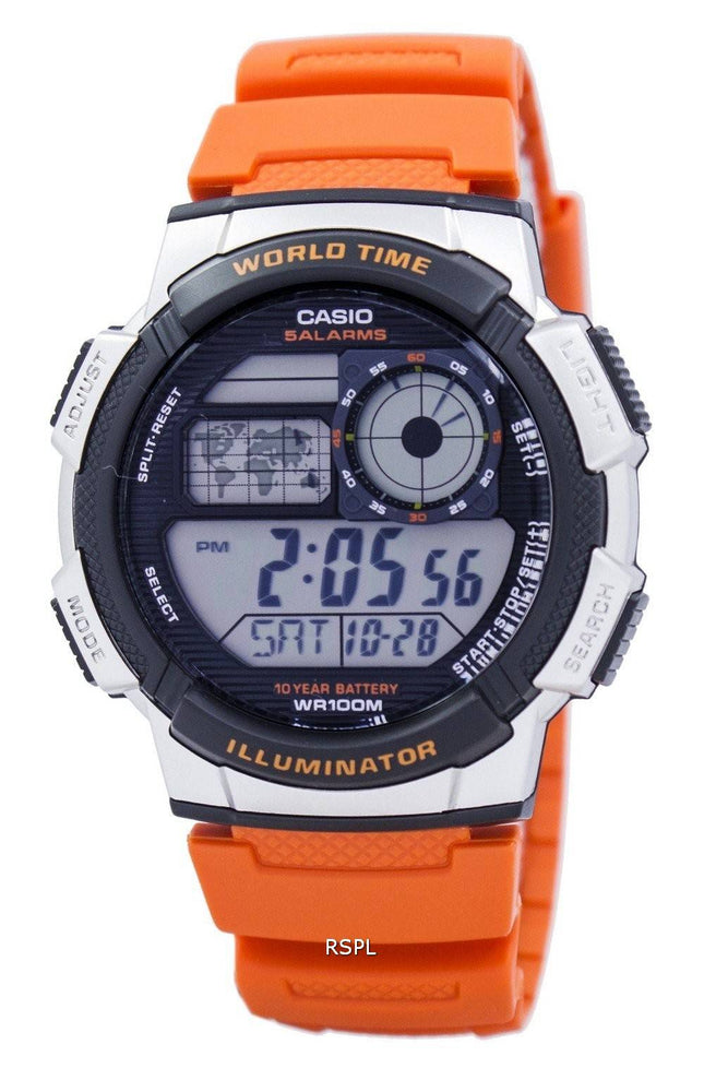 Casio Jugend Serie Illuminator Welt Zeit Alarm AE-1000W-4BV Herrenuhr