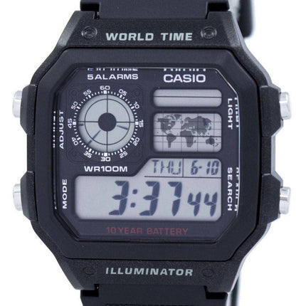 Casio Jugend Illuminator Welt Zeit Alarm AE-1200WH-1AV AE1200WH-1AV Herrenuhr