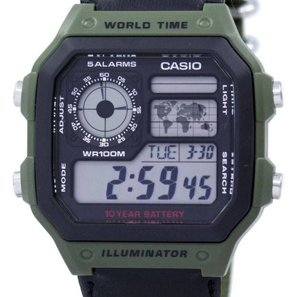 Casio Welt Zeit Alarm digitaler AE-1200WHB-3BV Herrenuhr