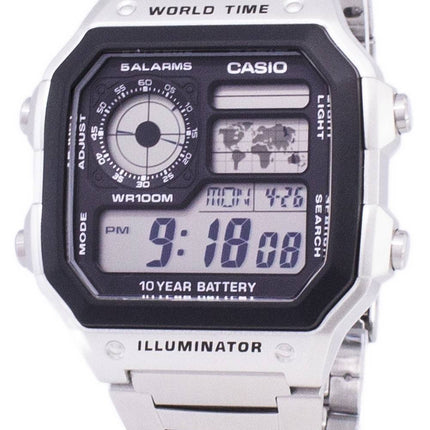 Casio Digital World Time WR100M AE-1200WHD-1AVDF AE-1200WHD-1AV Herrenuhr