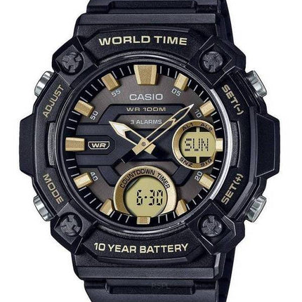 Casio Youth Analog Digital Harz Schwarzes Zifferblatt Quarz AEQ-120W-9AV AEQ120W-9 100M Herrenuhr