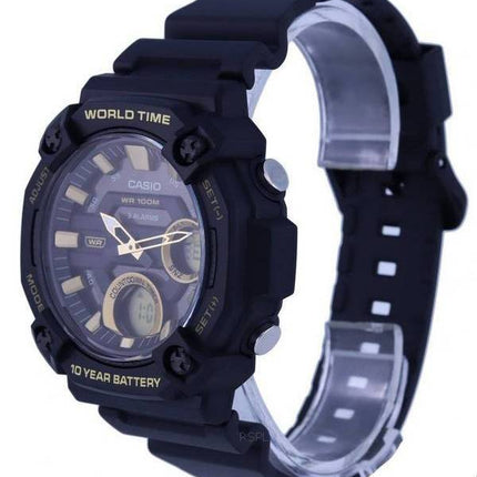 Casio Youth Analog Digital Harz Schwarzes Zifferblatt Quarz AEQ-120W-9AV AEQ120W-9 100M Herrenuhr