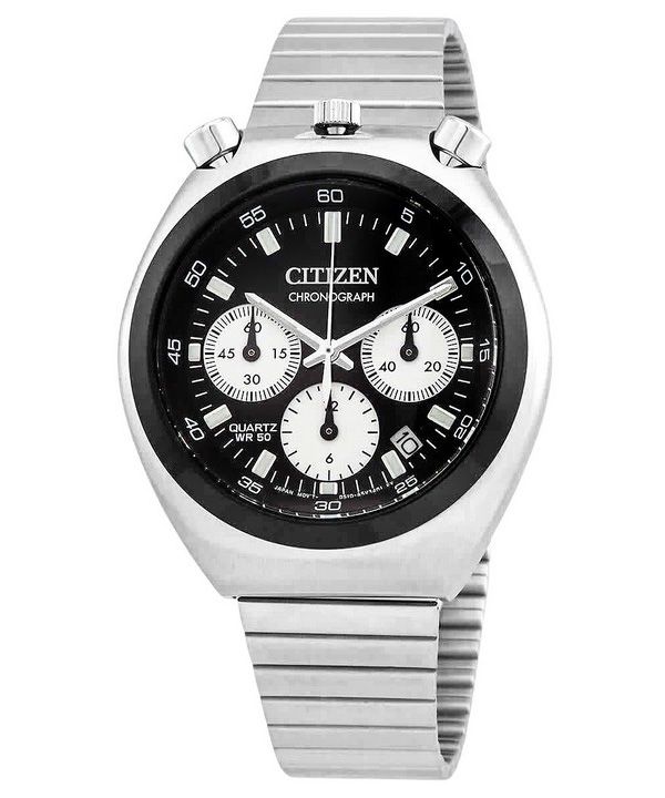 Citizen Chronograph Edelstahl schwarzes Zifferblatt Quarz AN3660-81E Herrenuhr