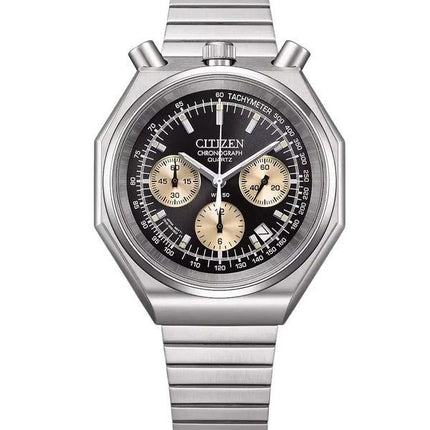 Citizen Tsuno Bull Head Chronograph Edelstahl schwarzes Zifferblatt Quarz AN3700-54E Herrenuhr