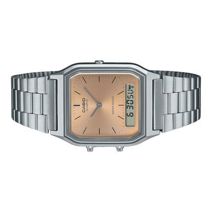 Casio Vintage Analog-Digital-Uhr mit hellem Kupfer-Zifferblatt und Dualzeit-Quarz AQ-230A-4AMQY, Unisex