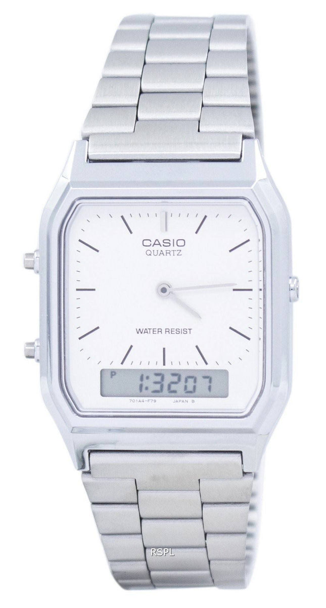 Casio Jahrgang Dualzeit Alarm Quarz Analog Digital AQ-230A-7DMQ AQ230A-7DMQ Herrenuhr