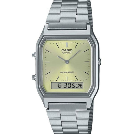 Casio Vintage Analog-Digital-Armbanduhr mit hellem Champagner-Zifferblatt, Quarz, AQ-230A-9AMQY, Unisex