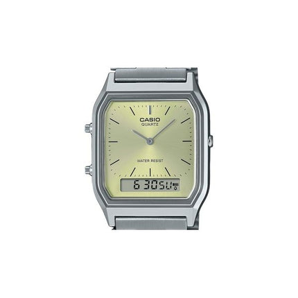 Casio Vintage Analog-Digital-Armbanduhr mit hellem Champagner-Zifferblatt, Quarz, AQ-230A-9AMQY, Unisex