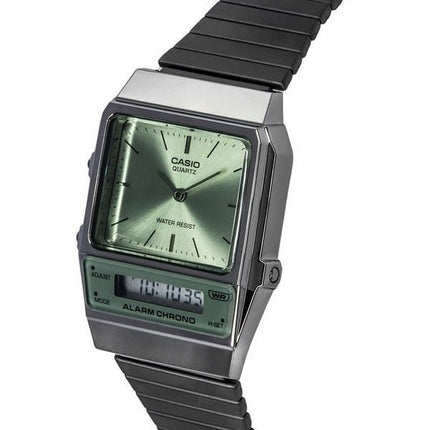 Casio Vintage Analog Digital Edelstahl Grünes Zifferblatt Quarz AQ-800ECGG-3A Herrenuhr