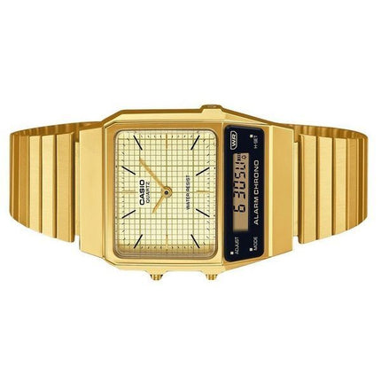 Casio Vintage Analog Digital vergoldeter Edelstahl Beige Zifferblatt Quarz AQ-800EG-9A Unisex-Uhr