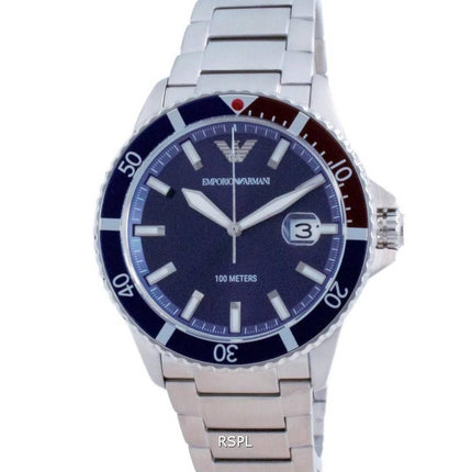 Emporio Armani Blaues Zifferblatt Edelstahl Quarz AR11339 100M Herrenuhr