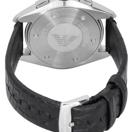 Emporio Armani Claudio Chronograph, schwarzes Lederarmband, schwarzes Zifferblatt, Quarz, AR11542, Herrenuhr