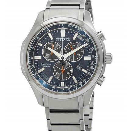 Citizen Eco-Drive Super Titanium Chronograph blaues Zifferblatt AT2530-85L 100M Herrenuhr