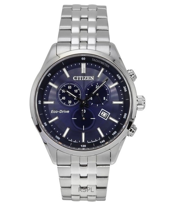 Citizen Eco-Drive Chronograph Edelstahl Blaues Zifferblatt AT2570-56L 100M Herrenuhr