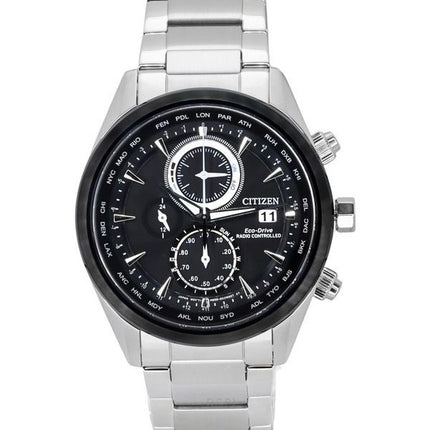 Citizen Eco-Drive Perpetual Calendar Chronograph Edelstahl schwarzes Zifferblatt AT8266-89E 100M Herrenuhr