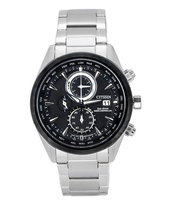 Citizen Eco-Drive Perpetual Calendar Chronograph Edelstahl schwarzes Zifferblatt AT8266-89E 100M Herrenuhr