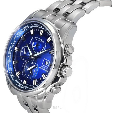 Citizen Eco-Drive Perpetual Calendar GMT Chronograph Edelstahl Blaues Zifferblatt Taucheruhr AT9120-89L 200M Herrenuhr