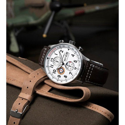 AVI-8 Hawker Hurricane Classic Chronograph, klassisches weißes Zifferblatt, Quarz AV-4011-01 Herrenuhr