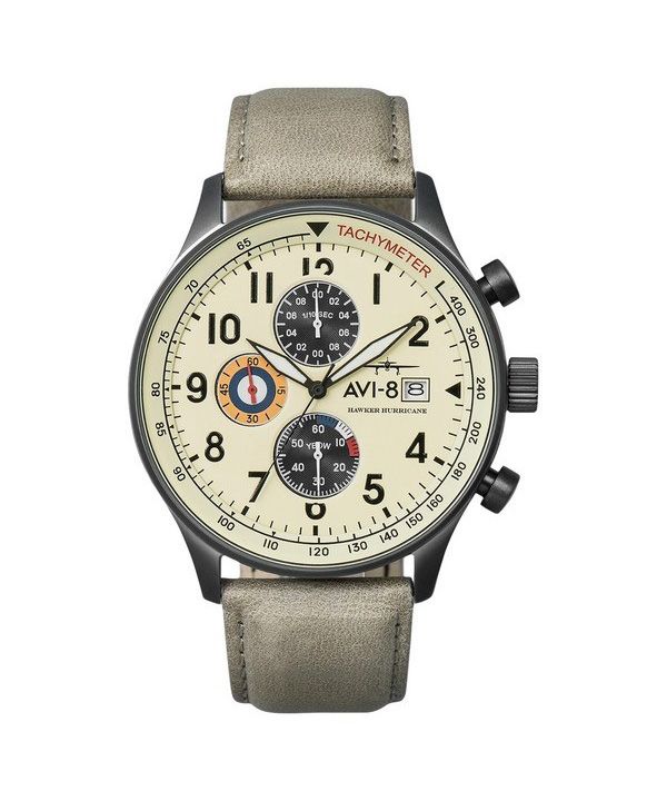 AVI-8 Hawker Hurricane Classic Chronograph, cremebeiges Zifferblatt, Quarz, AV-4011-0C Herrenuhr