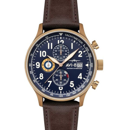 AVI-8 Hawker Hurricane Classic Chronograph Lederarmband Admiral Blaues Zifferblatt Quarz AV-4011-0O Herrenuhr