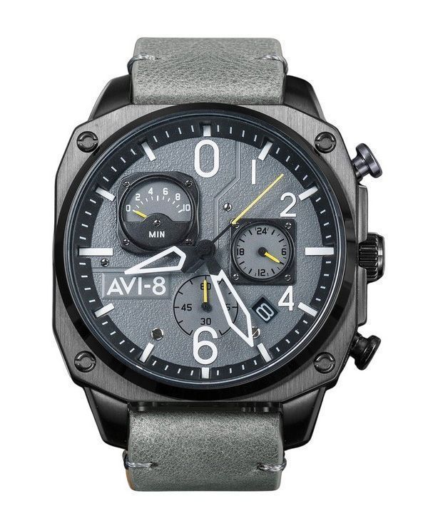 AVI-8 Hawker Hunter Retrograde Chronograph, seegraues Zifferblatt, Quarz AV-4052-03 Herrenuhr