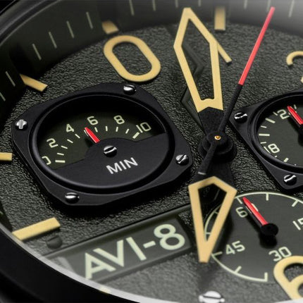 AVI-8 Hawker Hunter Deep Green Retrograde Chronograph Quarz AV-4052-08 Herrenuhr