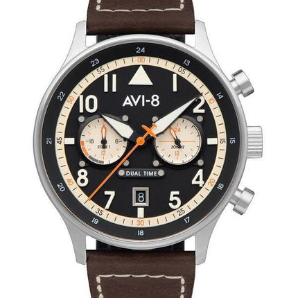 AVI-8 Hawker Hurricane Carey Dual Time Manston Schwarzes Zifferblatt Quarz AV-4088-01 Herrenuhr