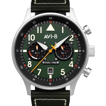 AVI-8 Hawker Hurricane Carey Dual Time Merville grünes Zifferblatt Quarz AV-4088-02 Herrenuhr