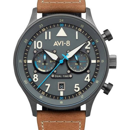 AVI-8 Hawker Hurricane Carey Dual Time Orissa graues Zifferblatt Quarz AV-4088-04 Herrenuhr