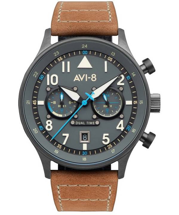 AVI-8 Hawker Hurricane Carey Dual Time Orissa graues Zifferblatt Quarz AV-4088-04 Herrenuhr