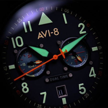 AVI-8 Hawker Hurricane Carey Dual Time Gütersloh Edelstahl Blaues Zifferblatt AV-4088-22 Herrenuhr