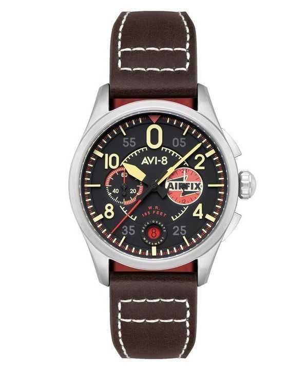 AVI-8 Spitfire Lock Chronograph Airfix Edition Raven Schwarzes Zifferblatt Quarz AV-4089-09 Herrenuhr