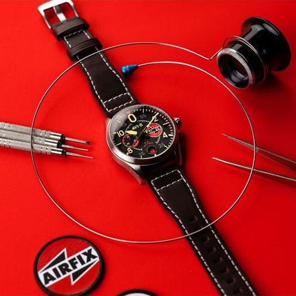 AVI-8 Spitfire Lock Chronograph Airfix Edition Raven Schwarzes Zifferblatt Quarz AV-4089-09 Herrenuhr