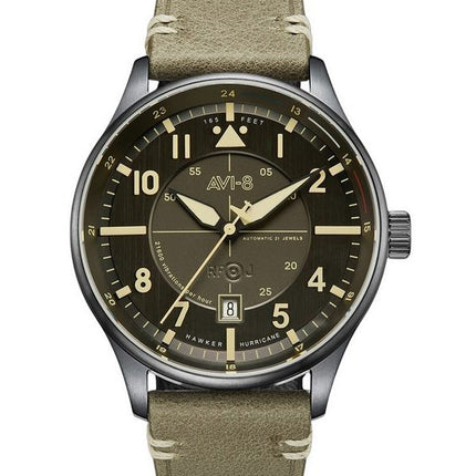 AVI-8 Hawker Hurricane Kent Automatik Stanton Lederarmband graues Zifferblatt AV-4094-04 Herrenuhr