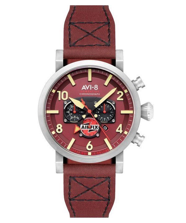 AVI-8 Dambuster Gibson Dual Time Chronograph Airfix Edition Hazard Rotes Zifferblatt AV-4107-04 Herrenuhr