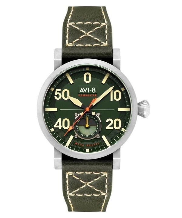 AVI-8 Dambuster Chadwick Meca-Quartz Waldgrünes Lederarmband Grünes Zifferblatt AV-4113-02 Herrenuhr