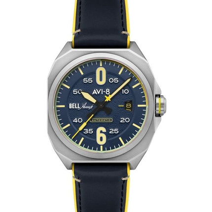 AVI-8 Bell X-1 Machbuster Automatik Catalina Blaues Lederarmband Blaues Zifferblatt AV-4115-03 Herrenuhr