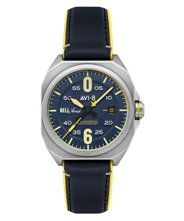 AVI-8 Bell X-1 Machbuster Automatik Catalina Blaues Lederarmband Blaues Zifferblatt AV-4115-03 Herrenuhr