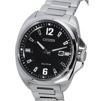 Citizen Endicott Edelstahl schwarzes Zifferblatt Eco-Drive AW1720-51E 100M Herrenuhr