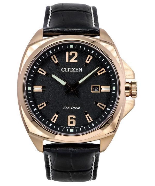 Citizen Eco-Drive Sport Luxus-Herrenuhr mit Endicott-Lederarmband und schwarzem Zifferblatt AW1723-02E 100M