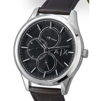 Armani Exchange Multifunktions-Lederarmband mit schwarzem Zifferblatt und Quarz AX1868 Herrenuhr